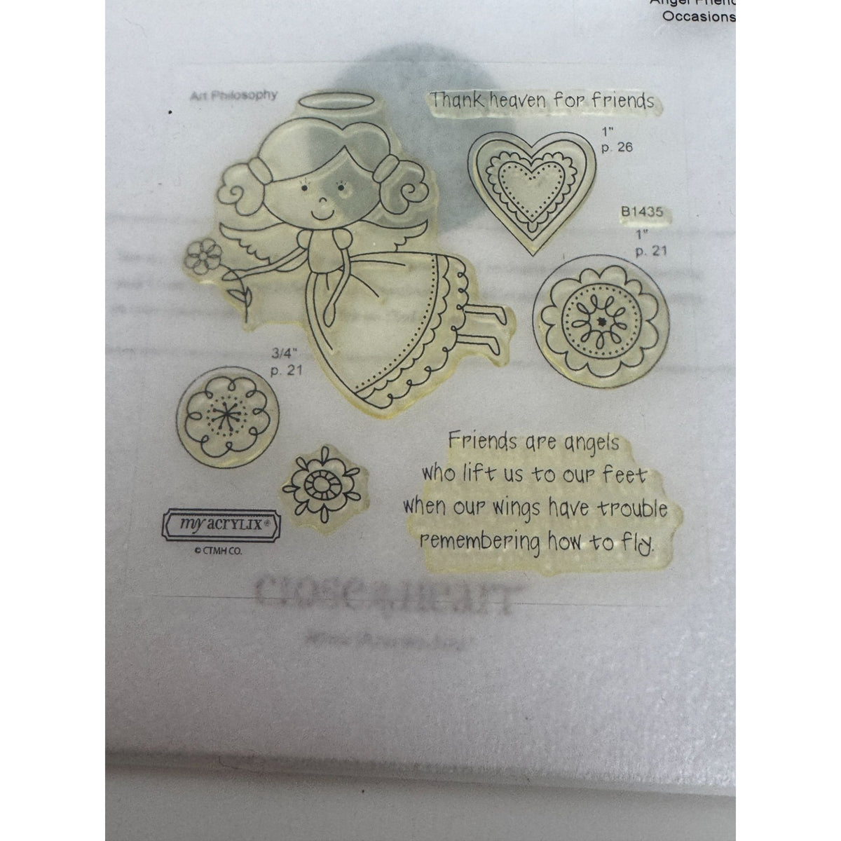 CTMH My Acrylix Acrylic Stamp Set Angel Friends Friendship Thank Heaven B1435
