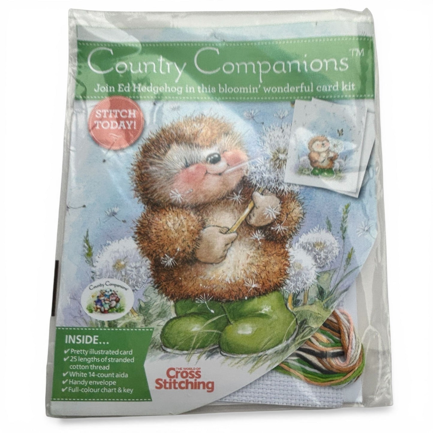 The World of Cross Stitching Hedgehog Country Companions Cross Stitch Card Kit