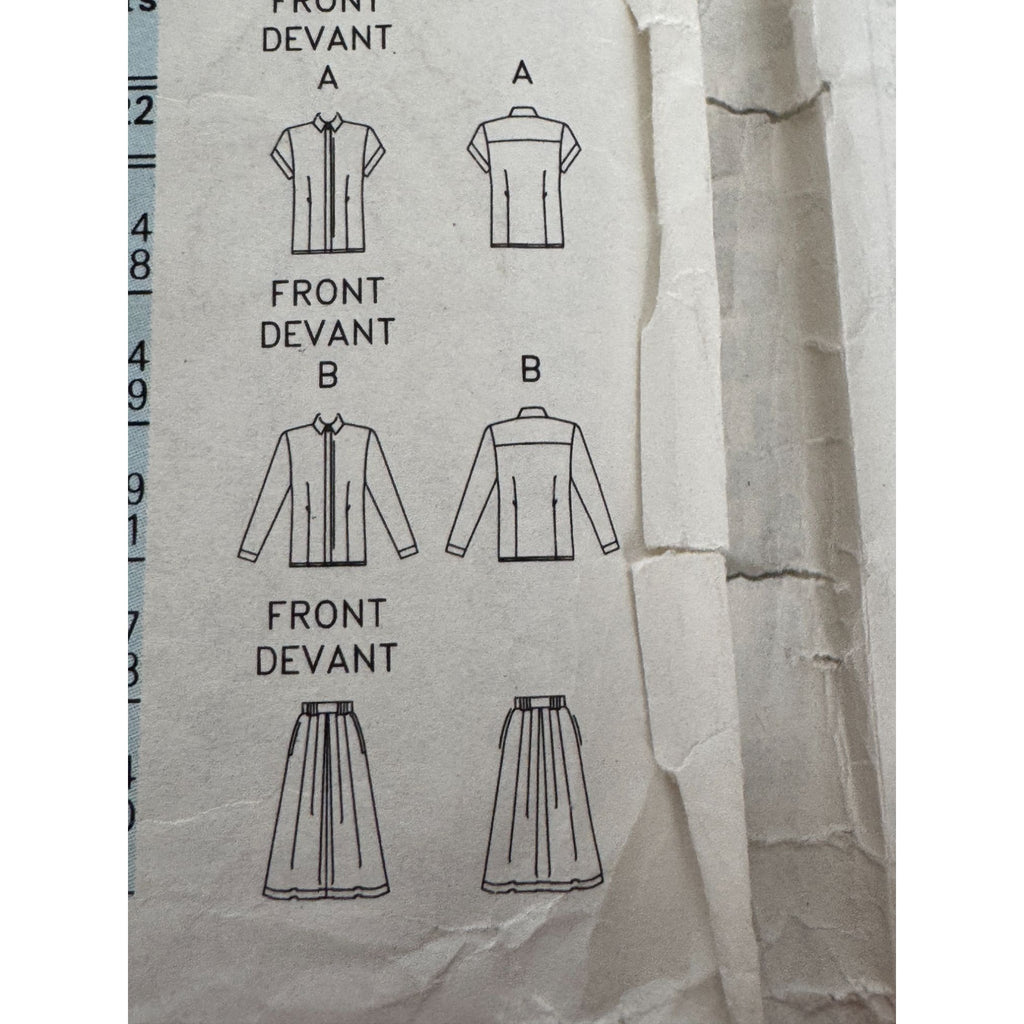 Butterick Sewing Pattern 3153 Shirt Skirt Outfit Sz 16 Easy 1980s Cinched Waist