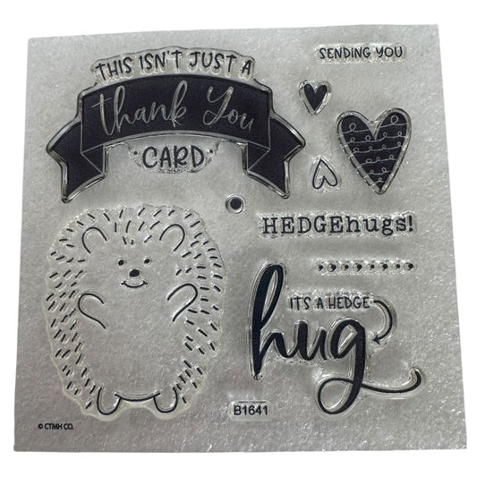 CTMH My Acrylix Acrylic Stamp Set Hedge Hugs Hedgehog Love Thank You Card B1641