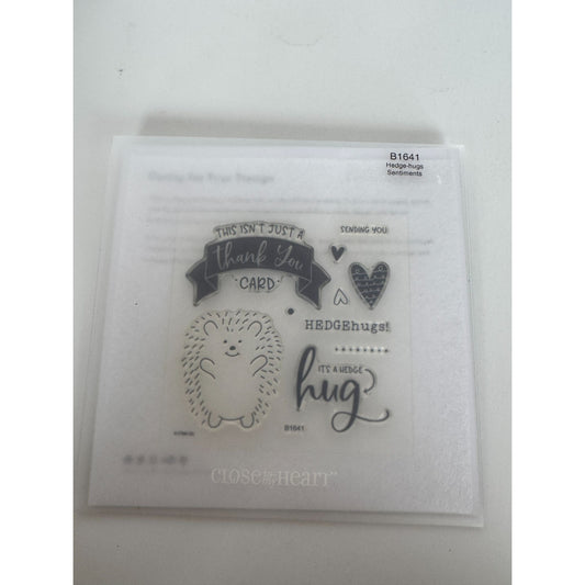 CTMH My Acrylix Acrylic Stamp Set Hedge Hugs Hedgehog Love Thank You Card B1641
