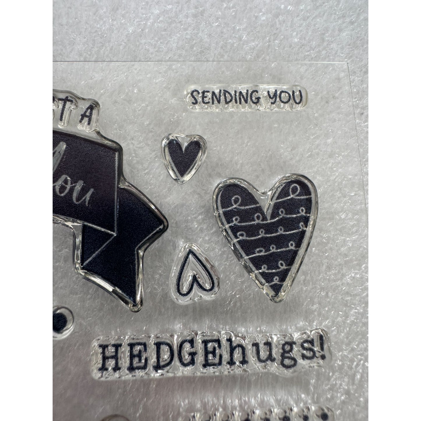 CTMH My Acrylix Acrylic Stamp Set Hedge Hugs Hedgehog Love Thank You Card B1641