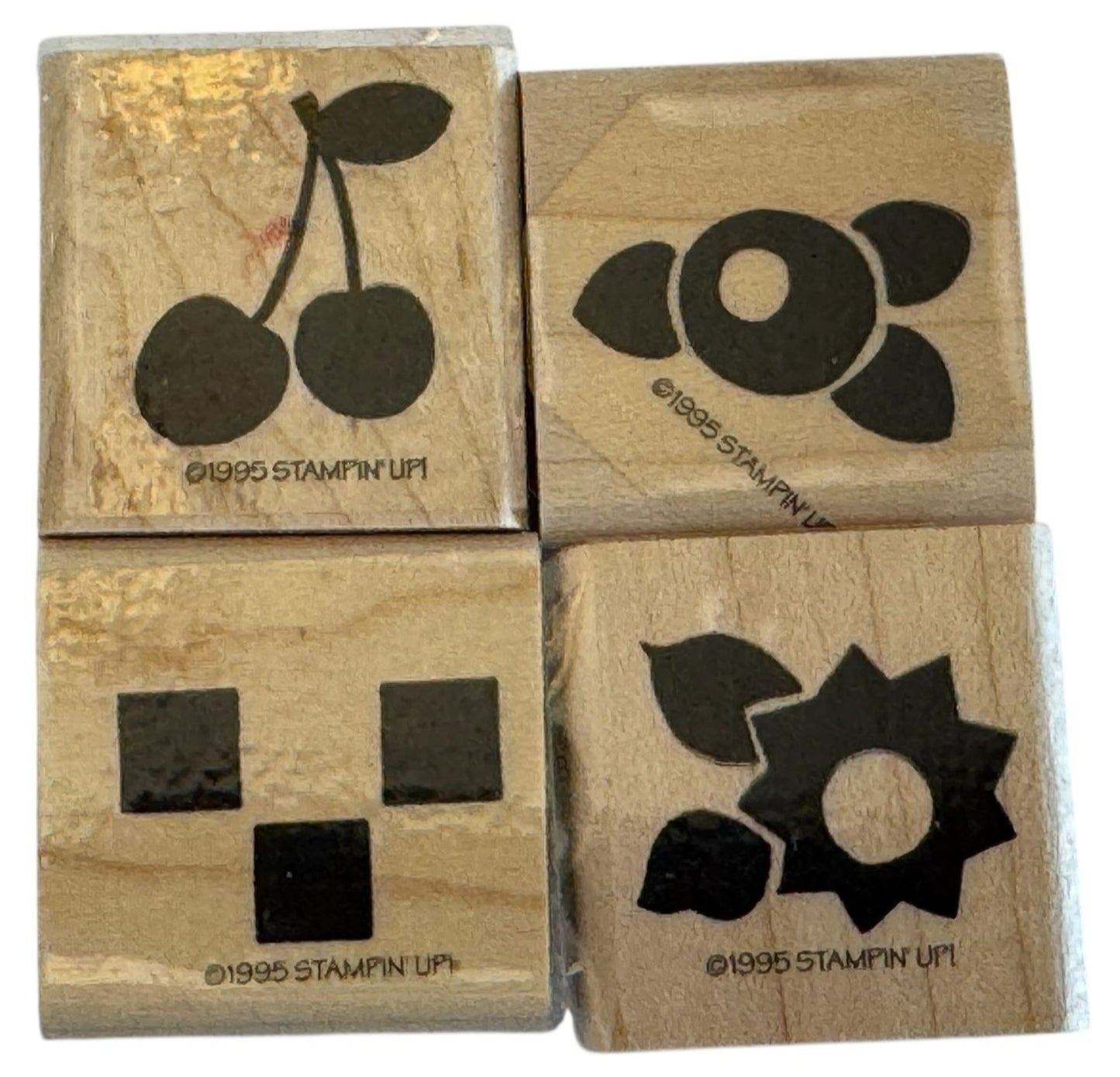 Stampin Up Rubber Stamp Set Cherries Checks Posies Floral Cherry Flower Craft