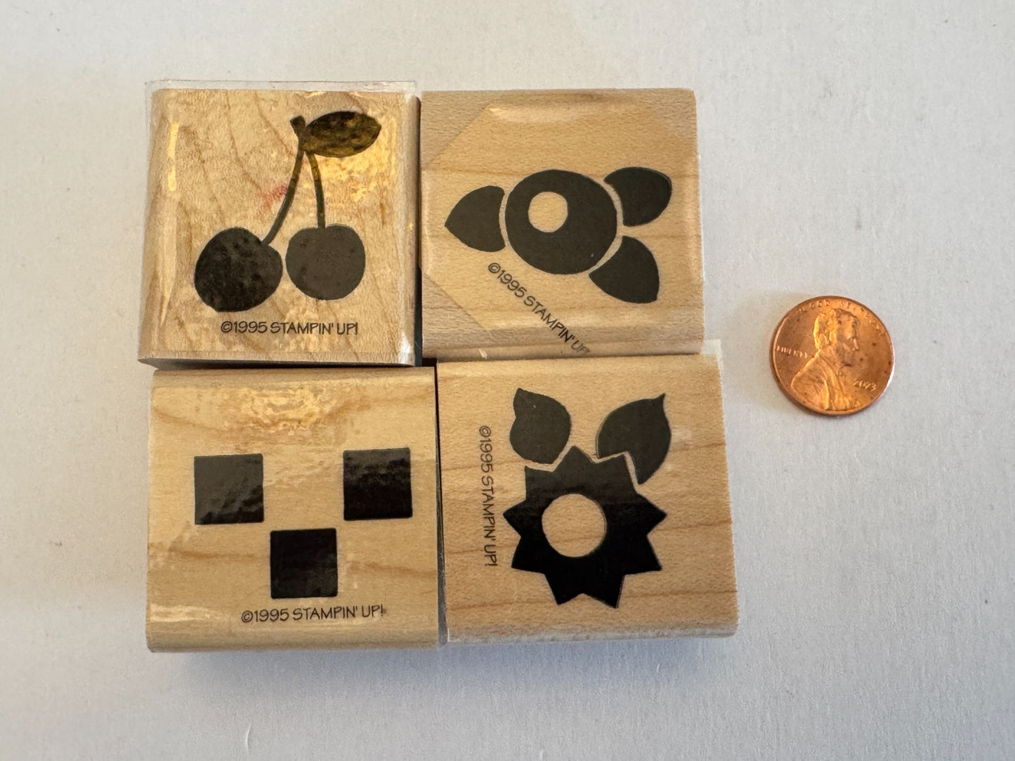 Stampin Up Rubber Stamp Set Cherries Checks Posies Floral Cherry Flower Craft