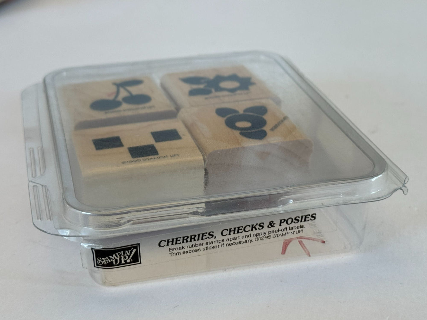 Stampin Up Rubber Stamp Set Cherries Checks Posies Floral Cherry Flower Craft