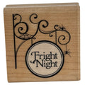 Stampabilities Rubber Stamp Fright Night Sign Spider Halloween Cardmaking Corner Fall Wood Mounted