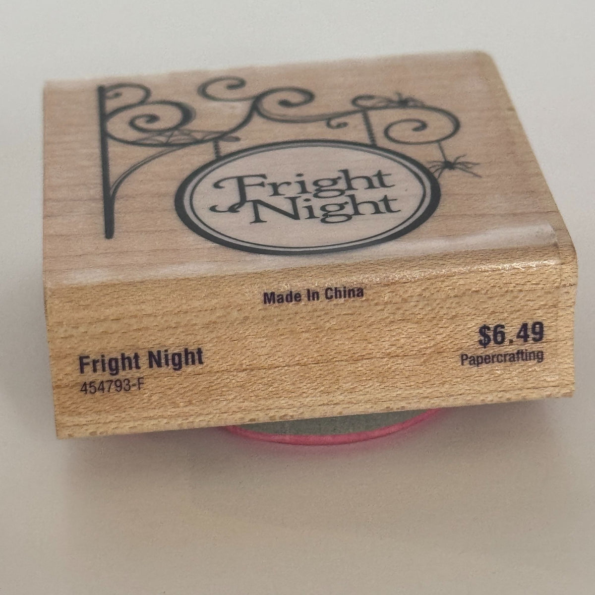 Stampabilities Rubber Stamp Fright Night Sign Spider Halloween Cardmaking Corner Fall Wood Mounted