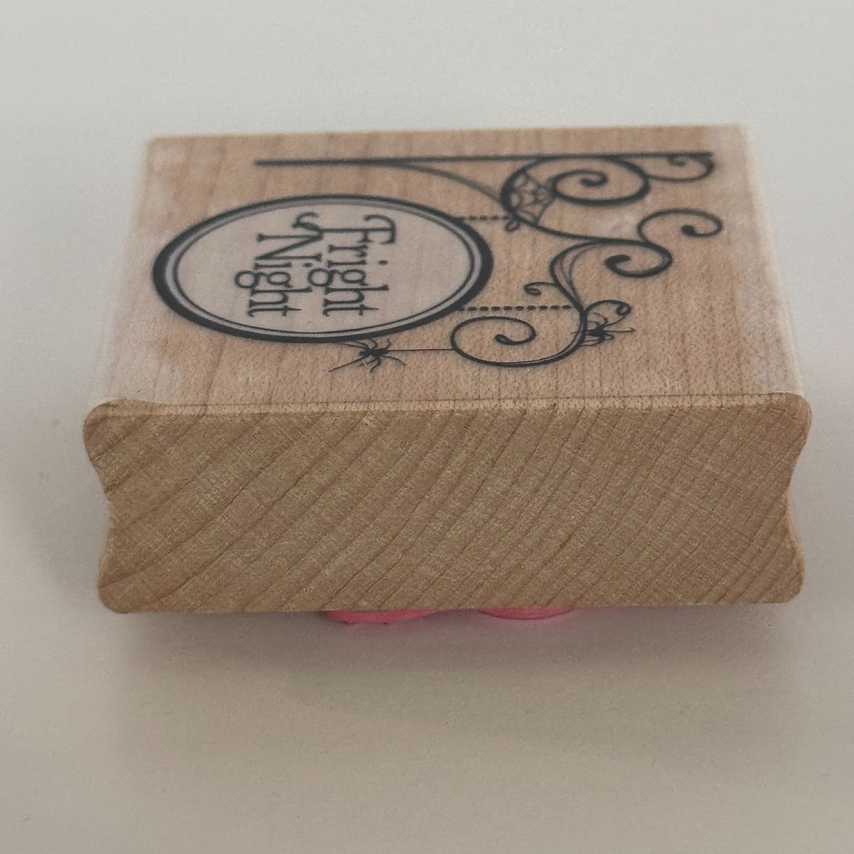 Stampabilities Rubber Stamp Fright Night Sign Spider Halloween Cardmaking Corner Fall Wood Mounted