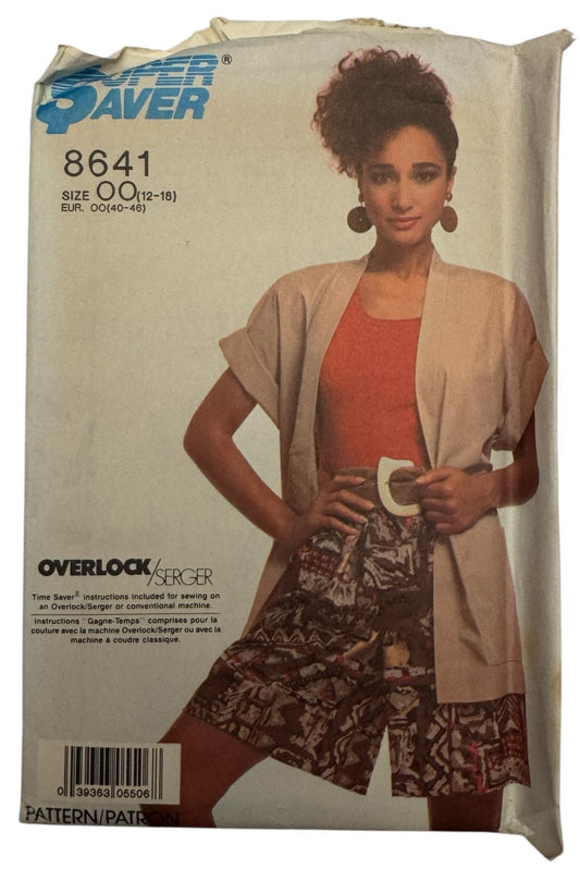 Simplicity Sewing Pattern 8641 Easy Jacket Shorts 12-18 Retro 1980s Cruise UC
