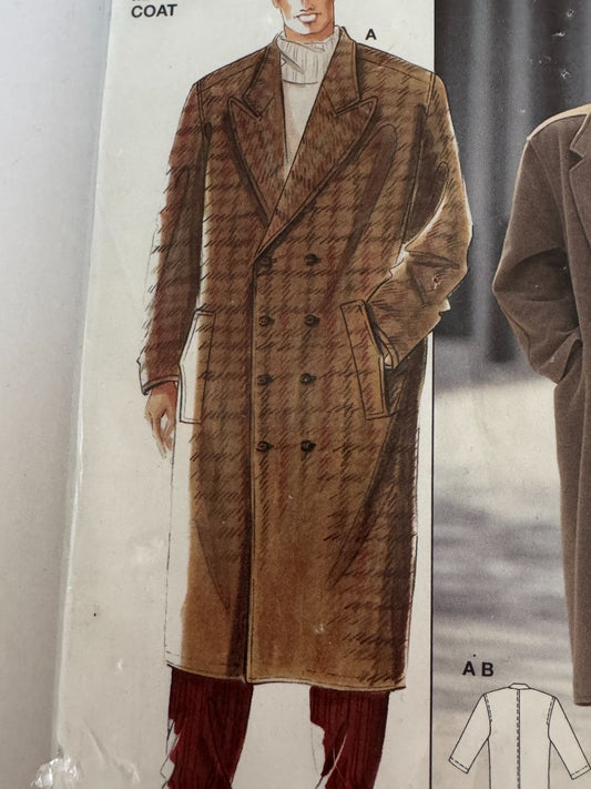 Burda Sewing Pattern 4148 Mens Long Double-Breasted Coat Winter Career 38-48 UC