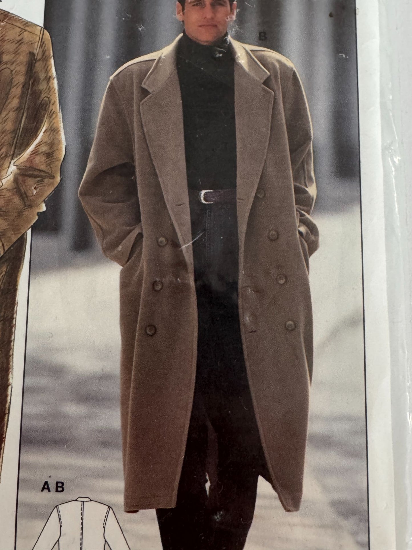 Burda Sewing Pattern 4148 Mens Long Double-Breasted Coat Winter Career 38-48 UC