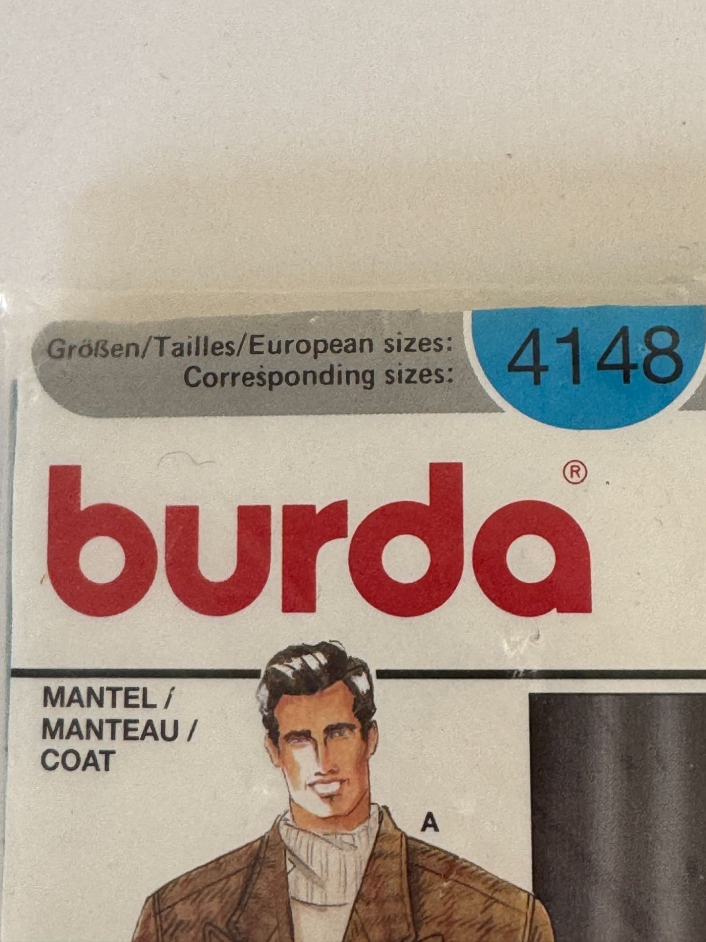 Burda Sewing Pattern 4148 Mens Long Double-Breasted Coat Winter Career 38-48 UC