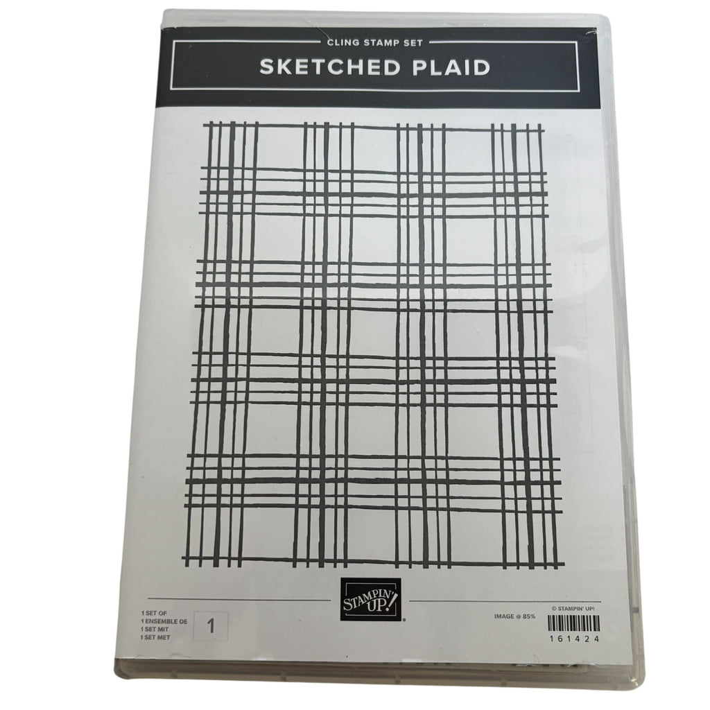 Stampin Up Cling Rubber Stamp Sketched Plaid Background Christmas Cardmaking Big