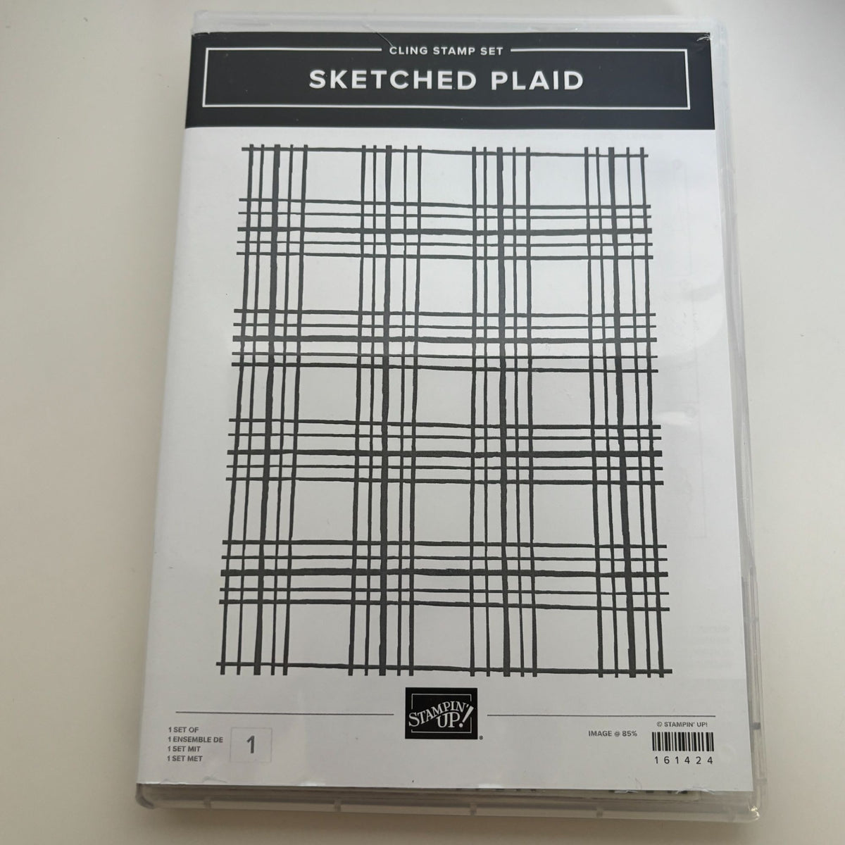 Stampin Up Cling Rubber Stamp Sketched Plaid Background Christmas Cardmaking Big