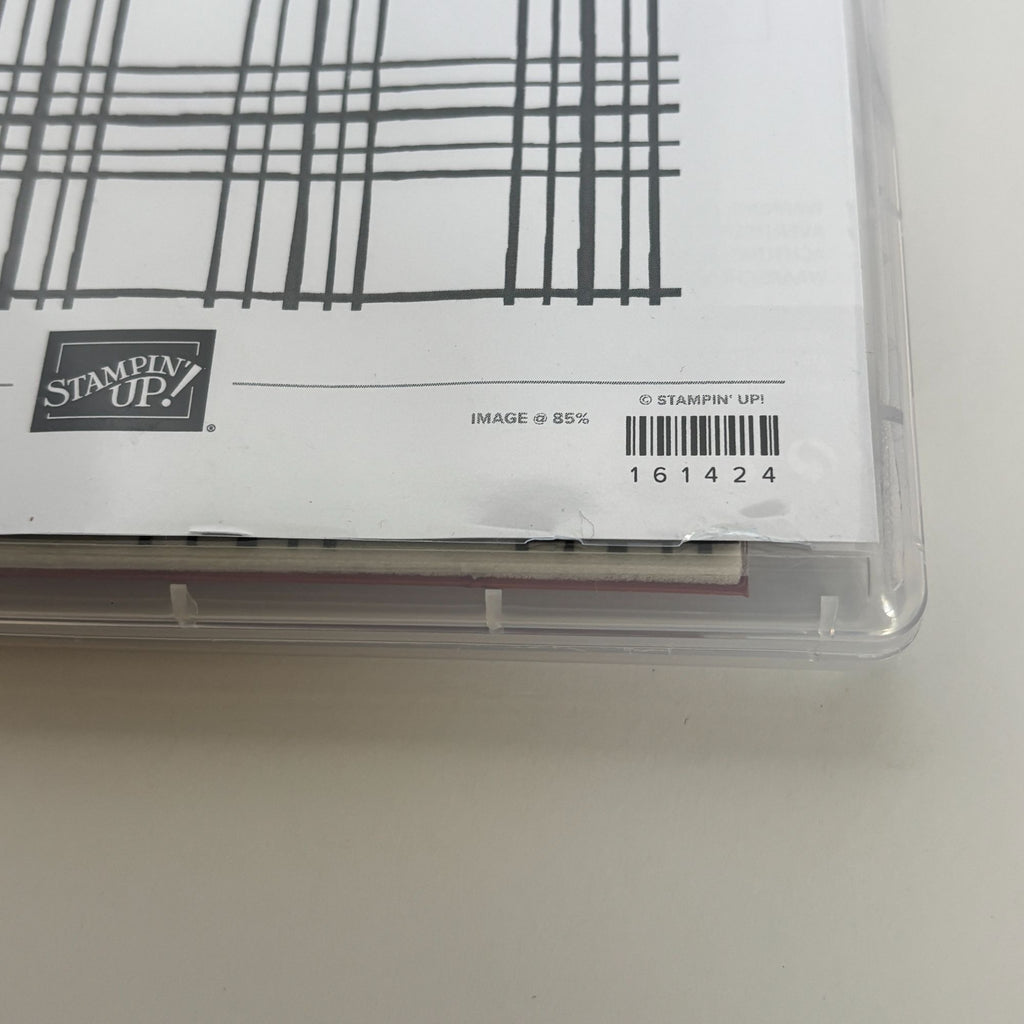Stampin Up Cling Rubber Stamp Sketched Plaid Background Christmas Cardmaking Big