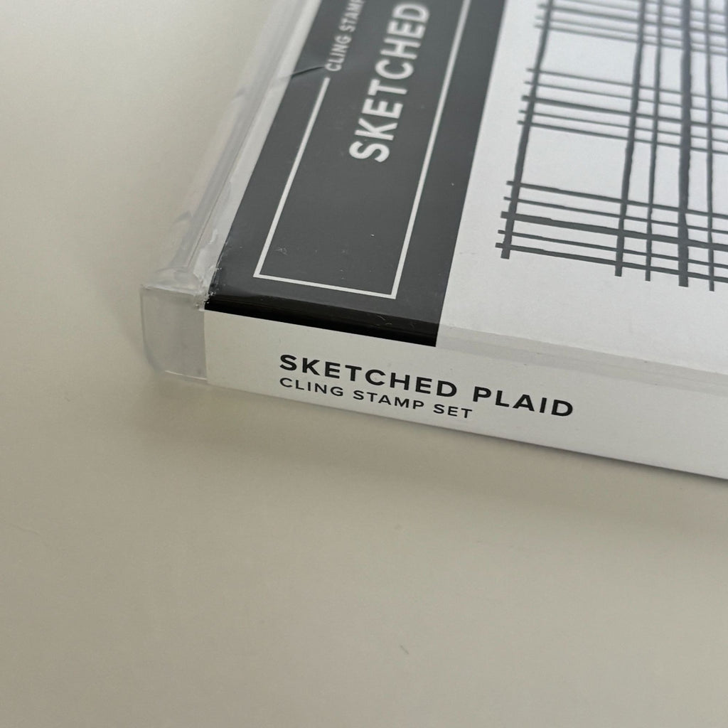 Stampin Up Cling Rubber Stamp Sketched Plaid Background Christmas Cardmaking Big