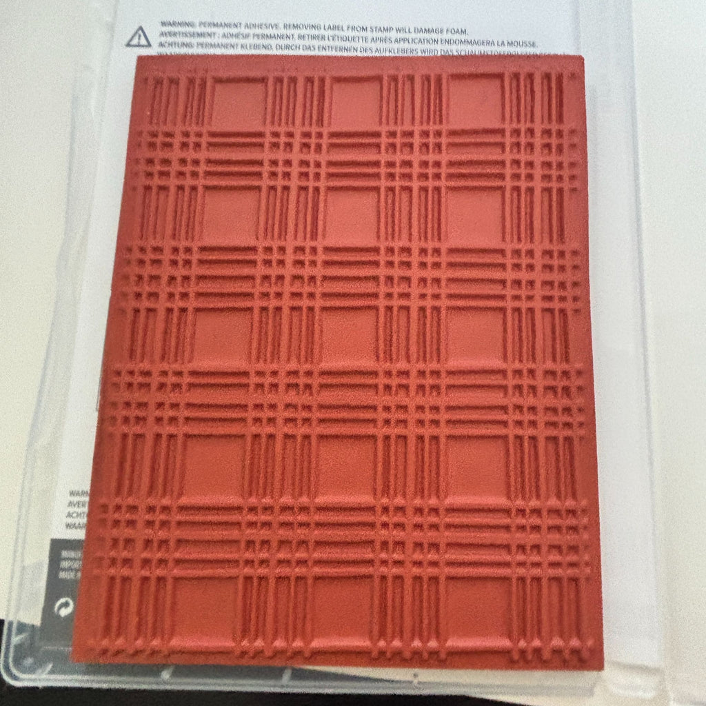 Stampin Up Cling Rubber Stamp Sketched Plaid Background Christmas Cardmaking Big