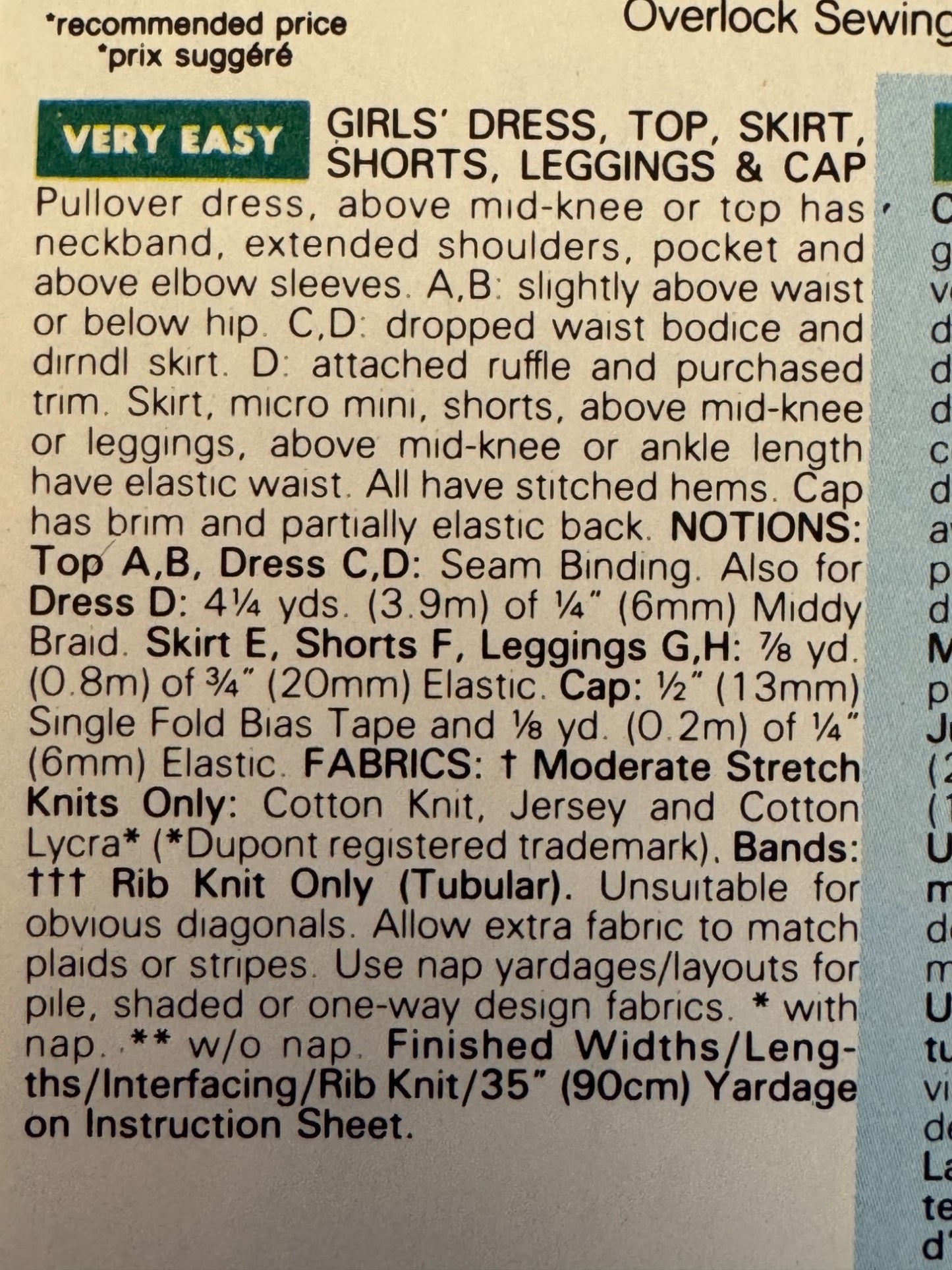 Butterick Sewing Pattern 5342 Fashion Addition Easy Girls Dress Top Skirt 7 8 10