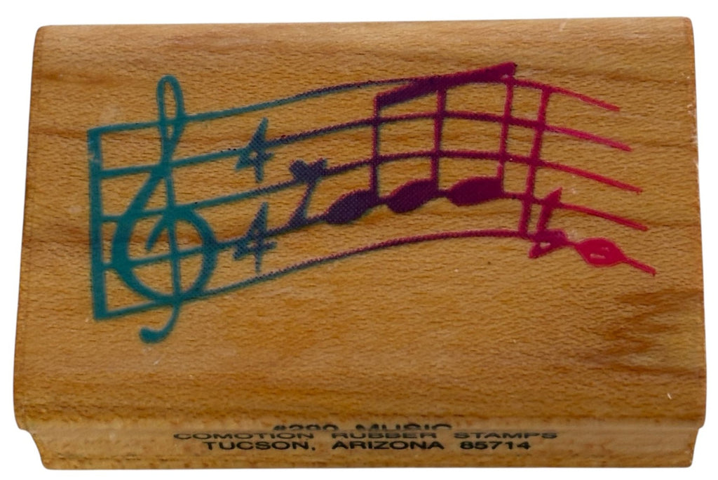 Comotion Rubber Stamp Musical Notes Music Musician Card Making Wood Mounted 290