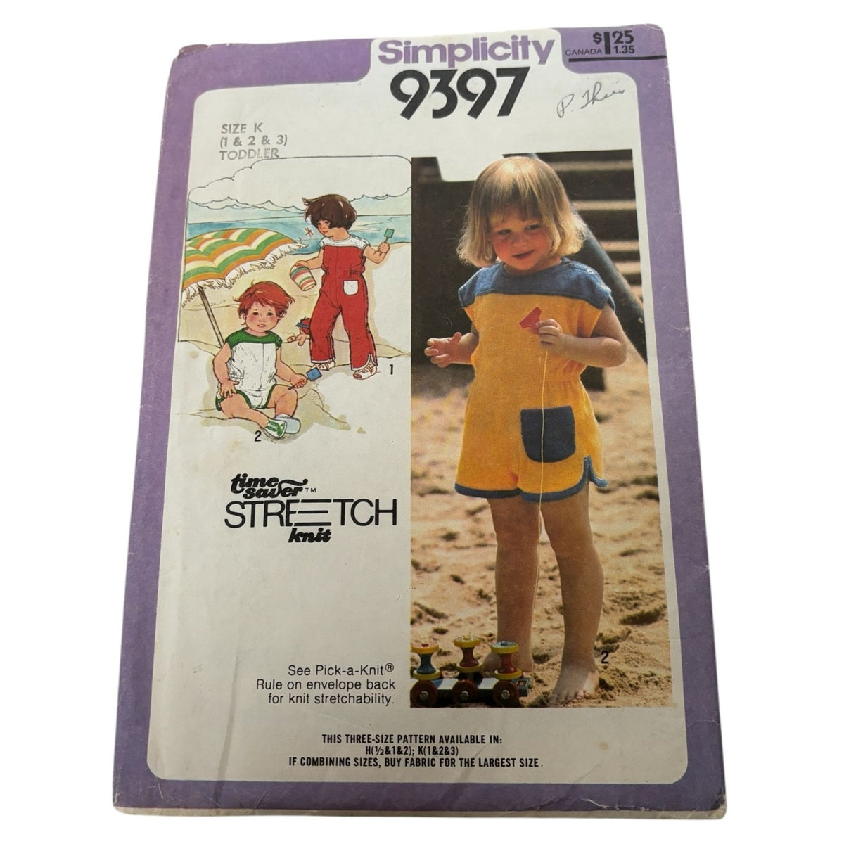 Simplicity Sewing Pattern 9397 Toddlers Jumpsuit 2T 3T Summer Outfit 1980 Uncut