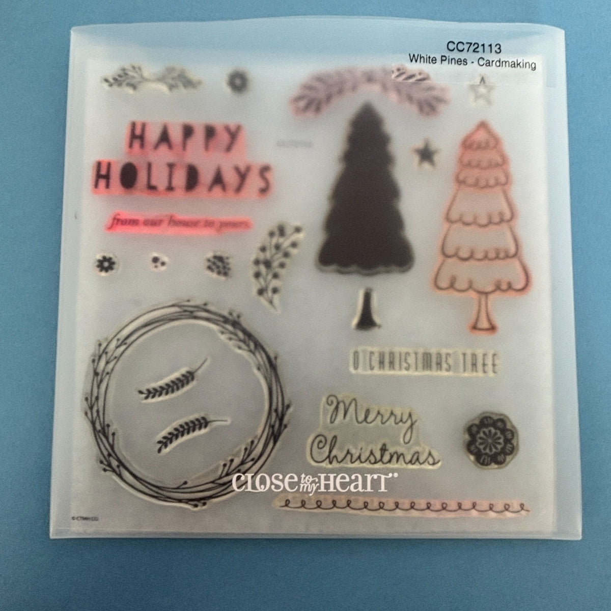 CTMH Acrylic Stamps Set White Pines Christmas Cardmaking Trees Wreath My Acrylix CC72113 Winter