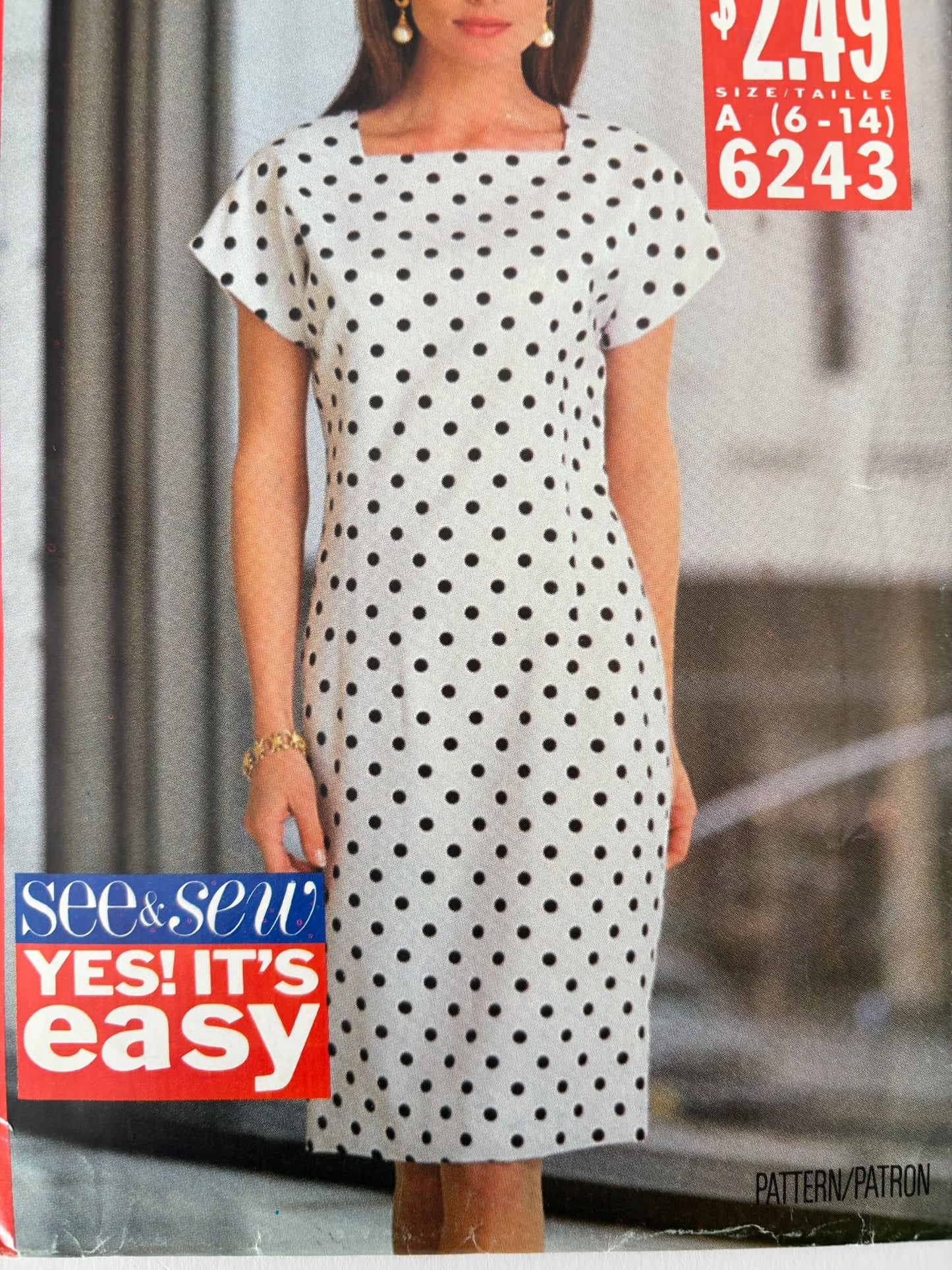 Butterick Sewing Pattern 6243 Sheath Dress 90s Minimalist Easy UC 6 8 10 12 14