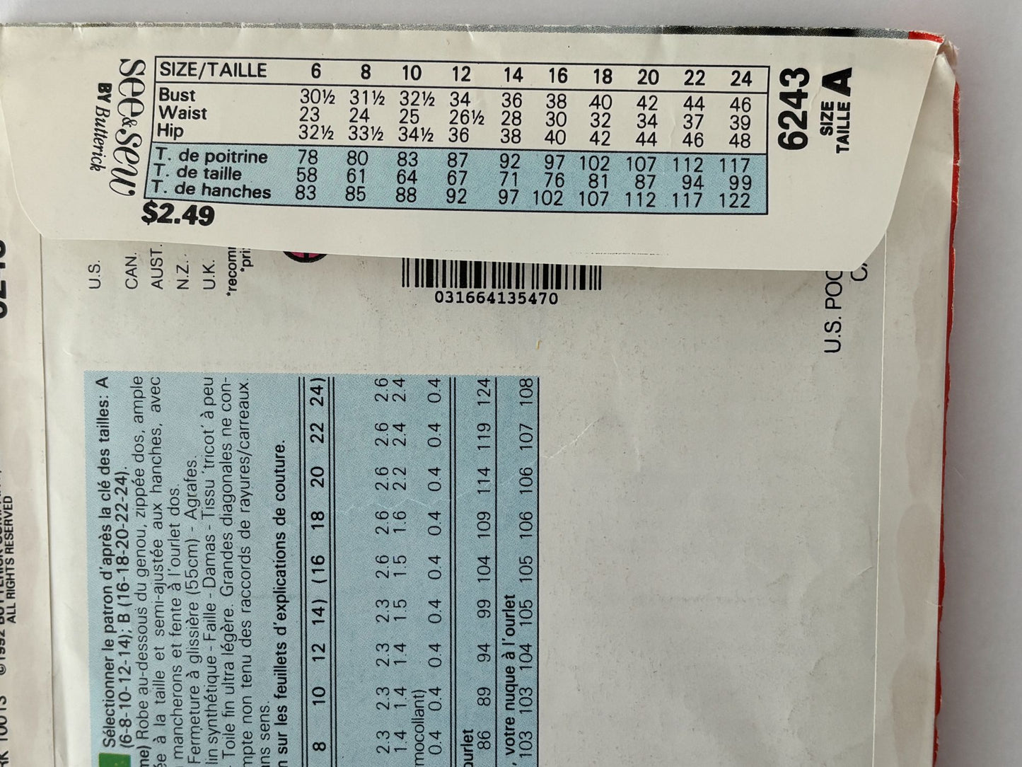 Butterick Sewing Pattern 6243 Sheath Dress 90s Minimalist Easy UC 6 8 10 12 14