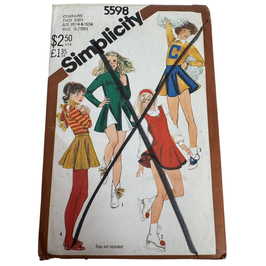 Simplicity Sewing Pattern 5598 Young Junior Teen Cheerleader Skating Costumes UC