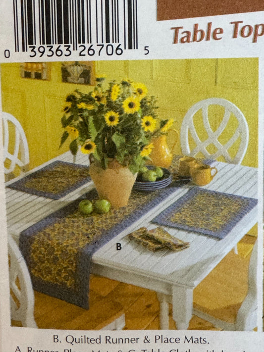 Simplicity Sewing Pattern 5530 Table Cloth Runner Chair Pads Dining Room Decor