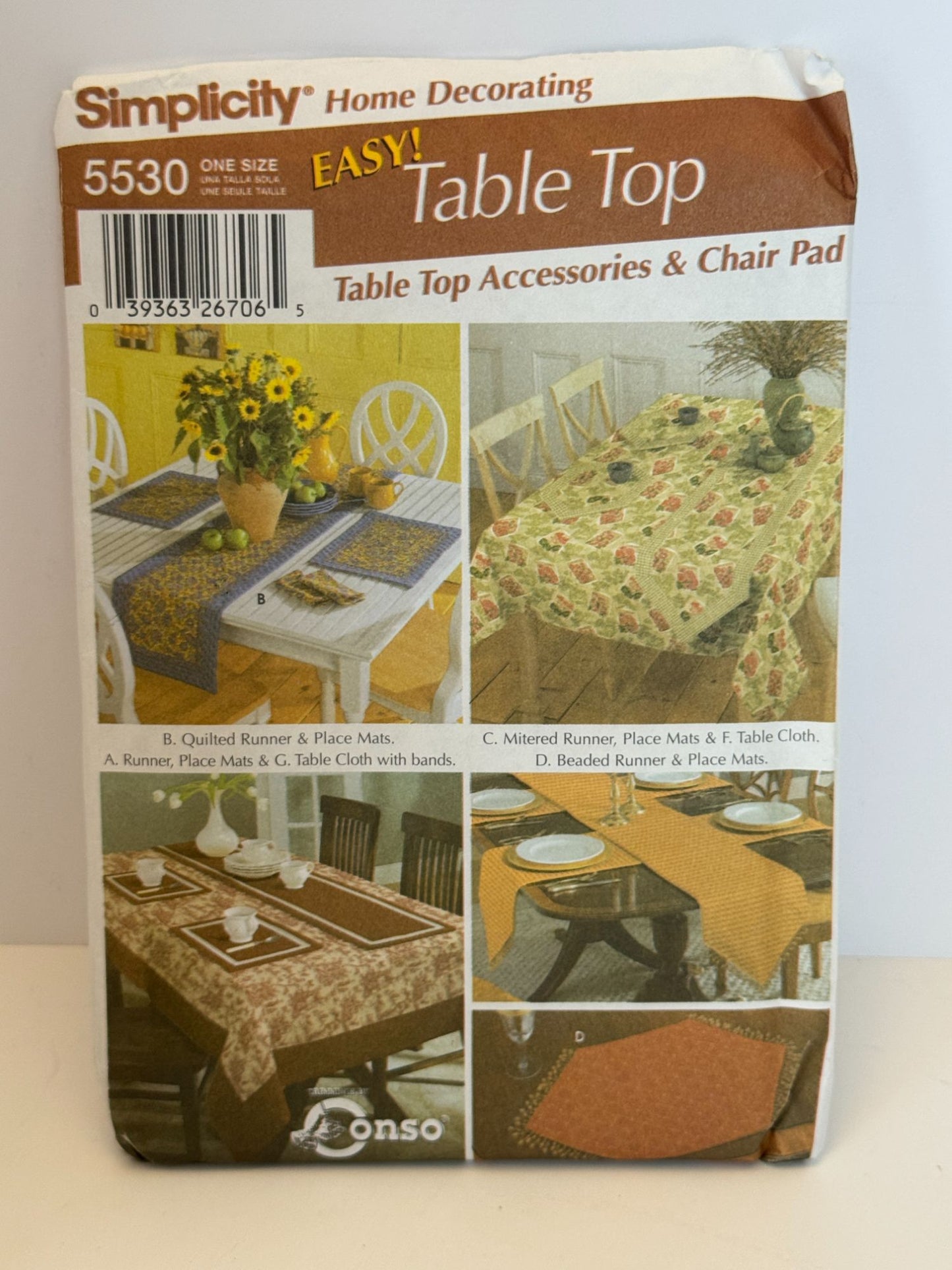 Simplicity Sewing Pattern 5530 Table Cloth Runner Chair Pads Dining Room Decor