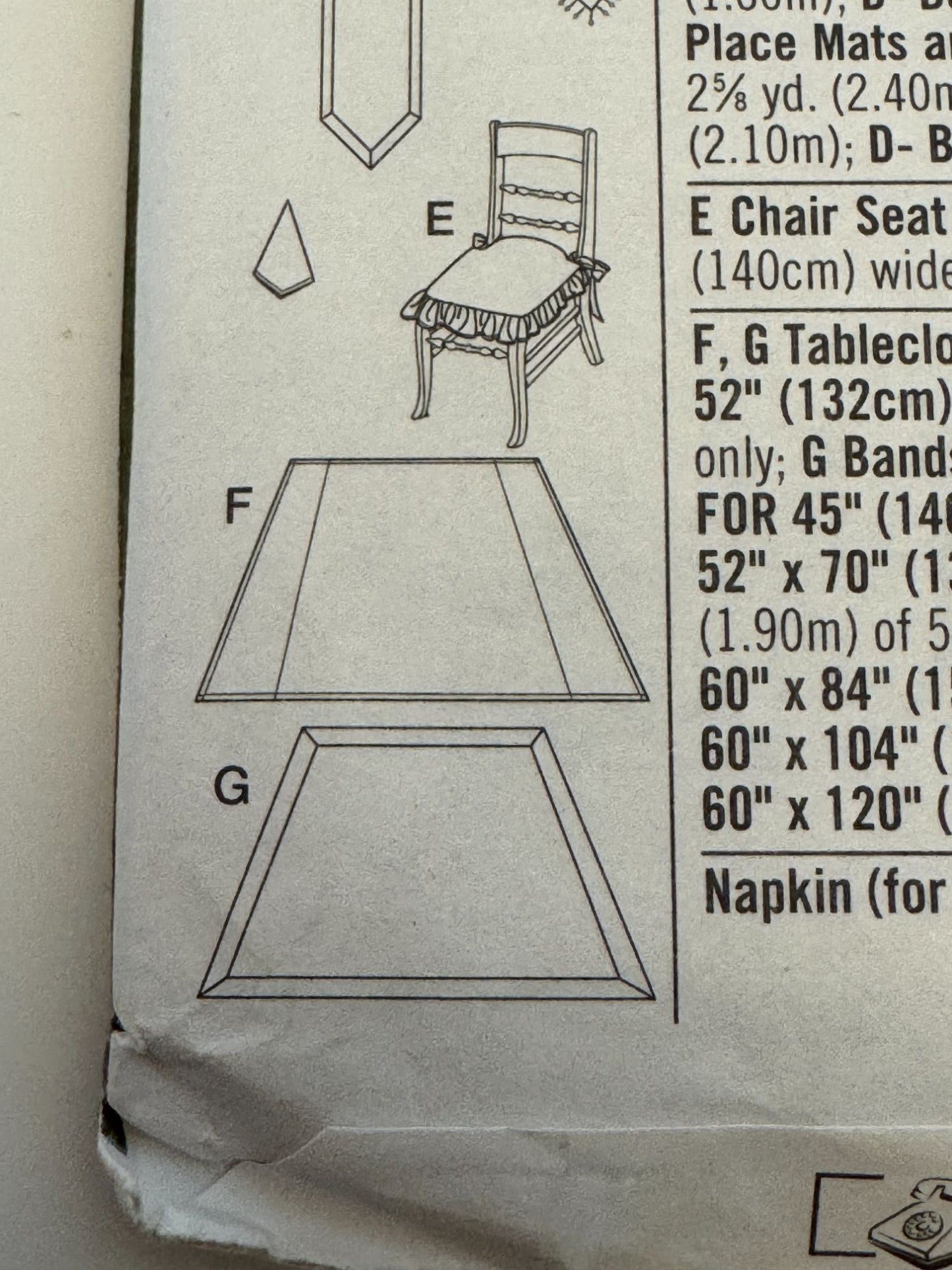 Simplicity Sewing Pattern 5530 Table Cloth Runner Chair Pads Dining Room Decor