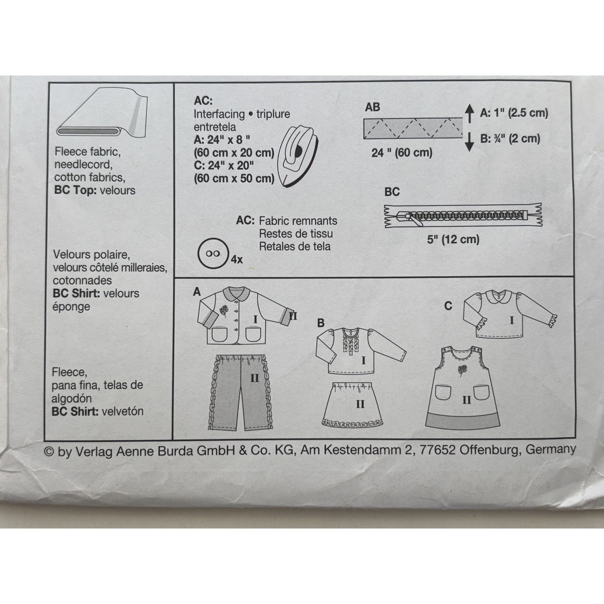 Burda Sewing Pattern 9829 Baby Shirt Pants Jumper Coordinated Outfits 9M-3T UC