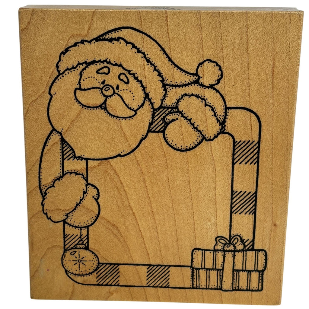 Darcies Rubber Stamp Santa Candy Cane Frame Christmas Card Making Gift Tags Wooden Holidays