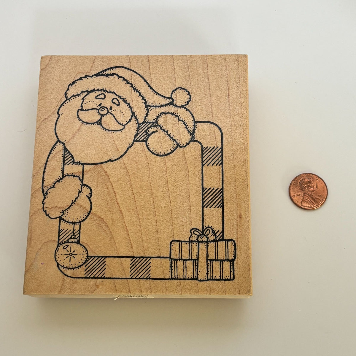 Darcies Rubber Stamp Santa Candy Cane Frame Christmas Card Making Gift Tags Wooden Holidays
