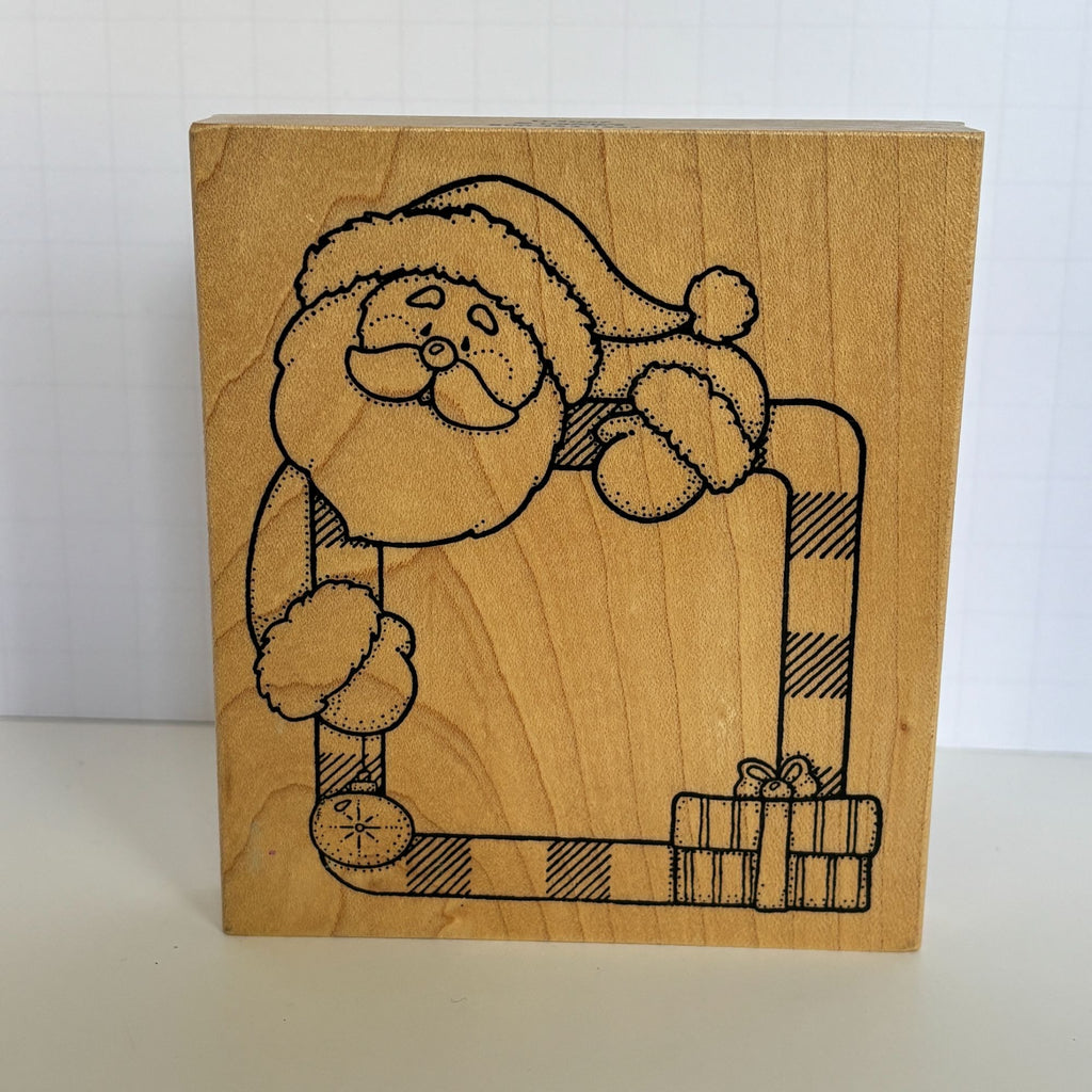 Darcies Rubber Stamp Santa Candy Cane Frame Christmas Card Making Gift Tags Wooden Holidays