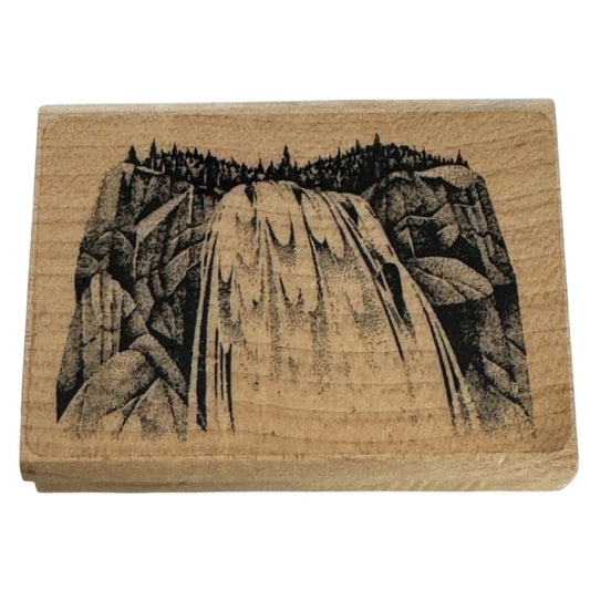 Stampscapes Rubber Stamp Gushing Falls Waterfall Nature Outdoors Landscape 042E