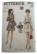 Butterick Sewing Pattern 5654 Mod A-Line Dress Vintage 1960s 12 Bust 34 Uncut