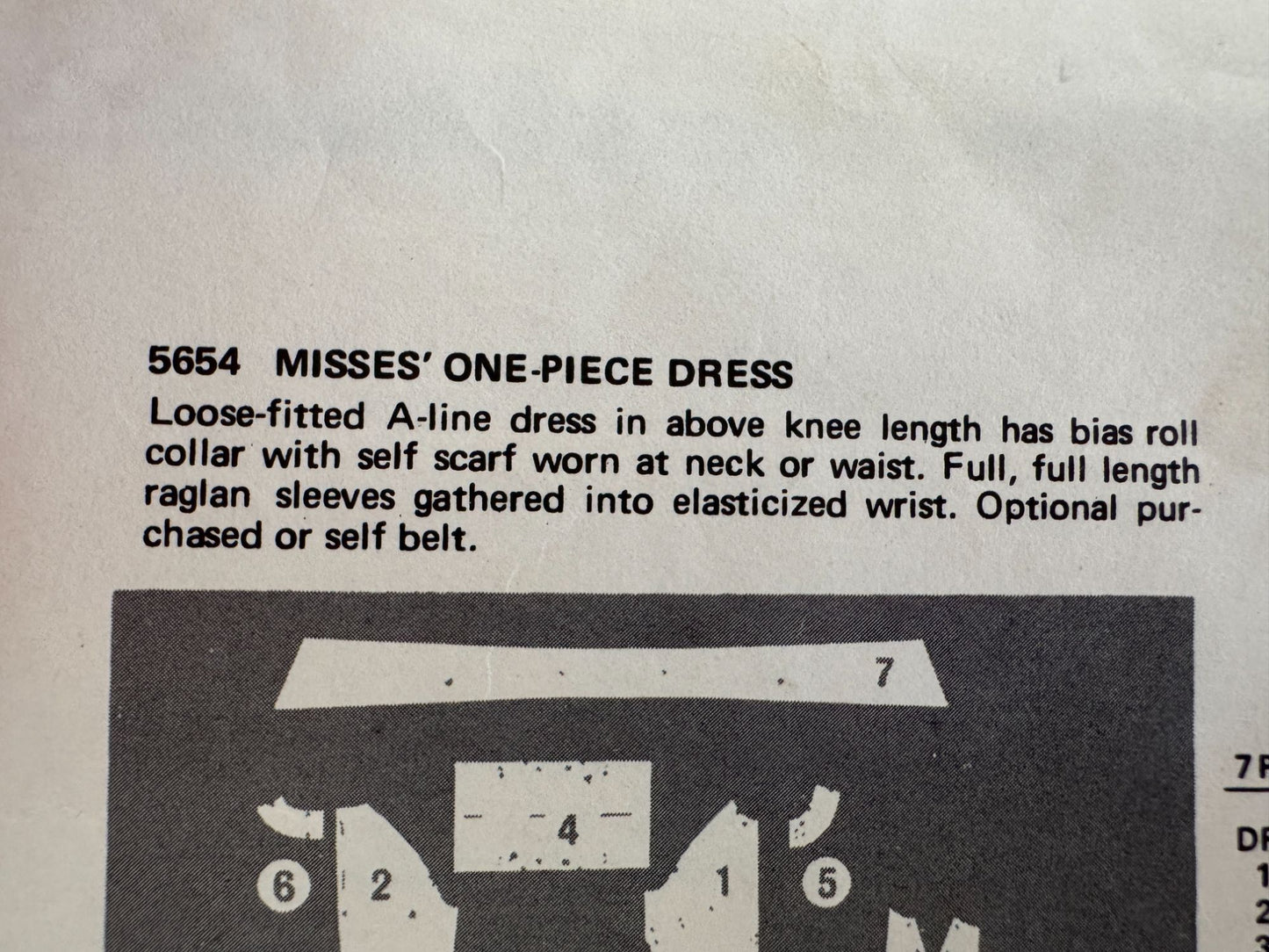 Butterick Sewing Pattern 5654 Mod A-Line Dress Vintage 1960s 12 Bust 34 Uncut