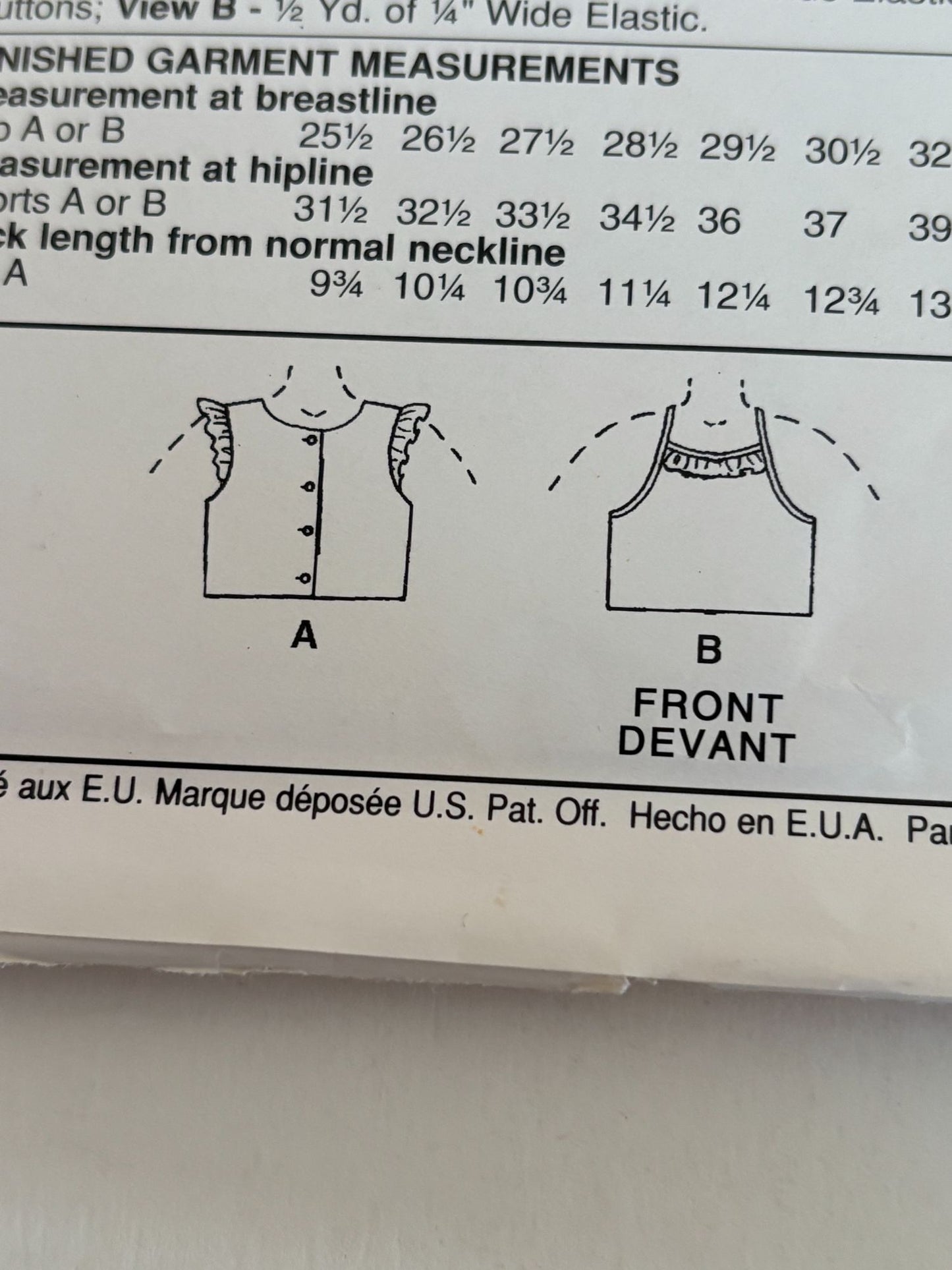 McCalls Sewing Pattern 2167 Girls Top and Shorts Set Summer Outfit Easy 3-6 UC