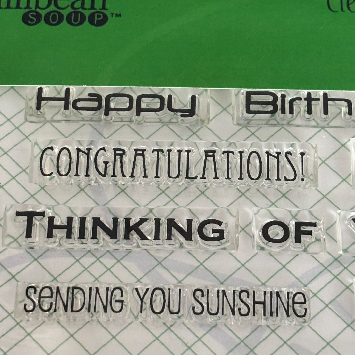 Jillibean Soup Sentiments Stamp Set Happy Birthday Thank You Hello Card Making Words Wow