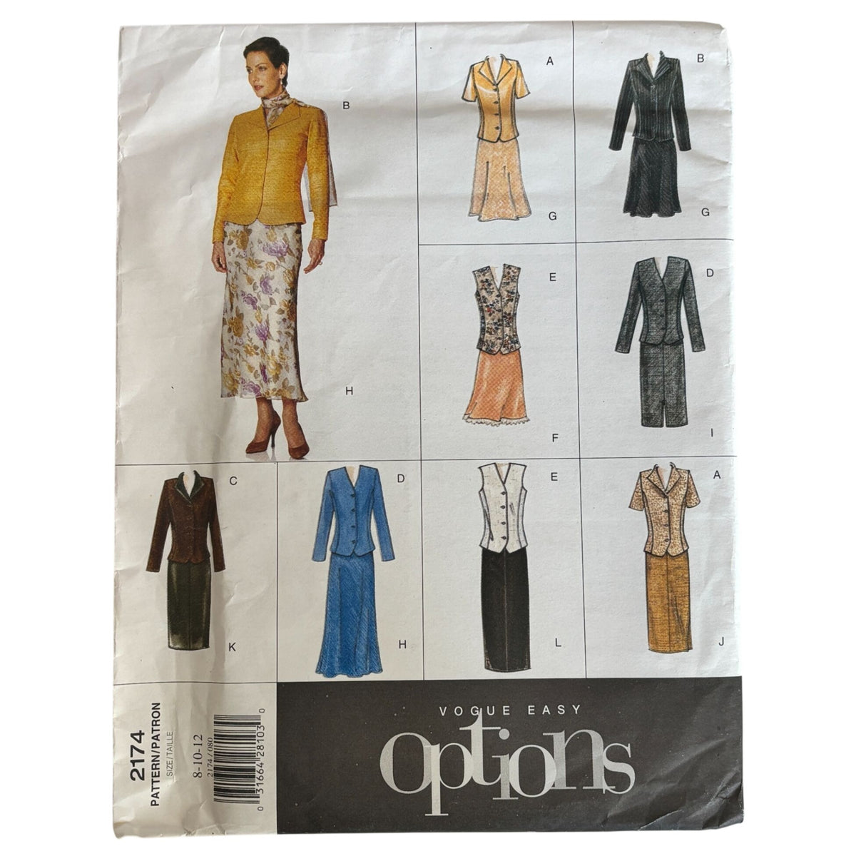 Vogue Sewing Pattern 2174 Jacket Skirt 90s Minimalist Quiet Luxury Uncut 8-12 Career Suit