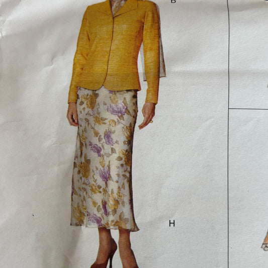 Vogue Sewing Pattern 2174 Jacket Skirt 90s Minimalist Quiet Luxury Uncut 8-12 Career Suit