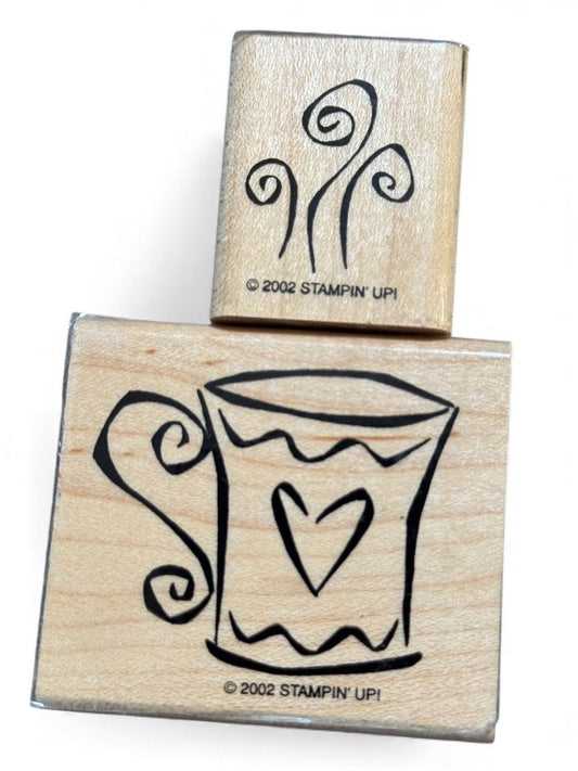 Stampin Up! Rubber Stamps Coffee Mug with Steam Swirls Tea Cup Heart Card Making