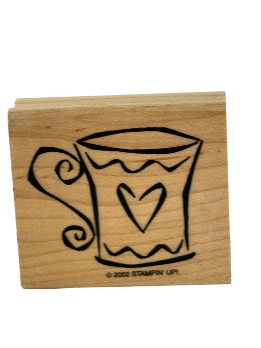 Stampin Up! Rubber Stamps Coffee Mug with Steam Swirls Tea Cup Heart Card Making