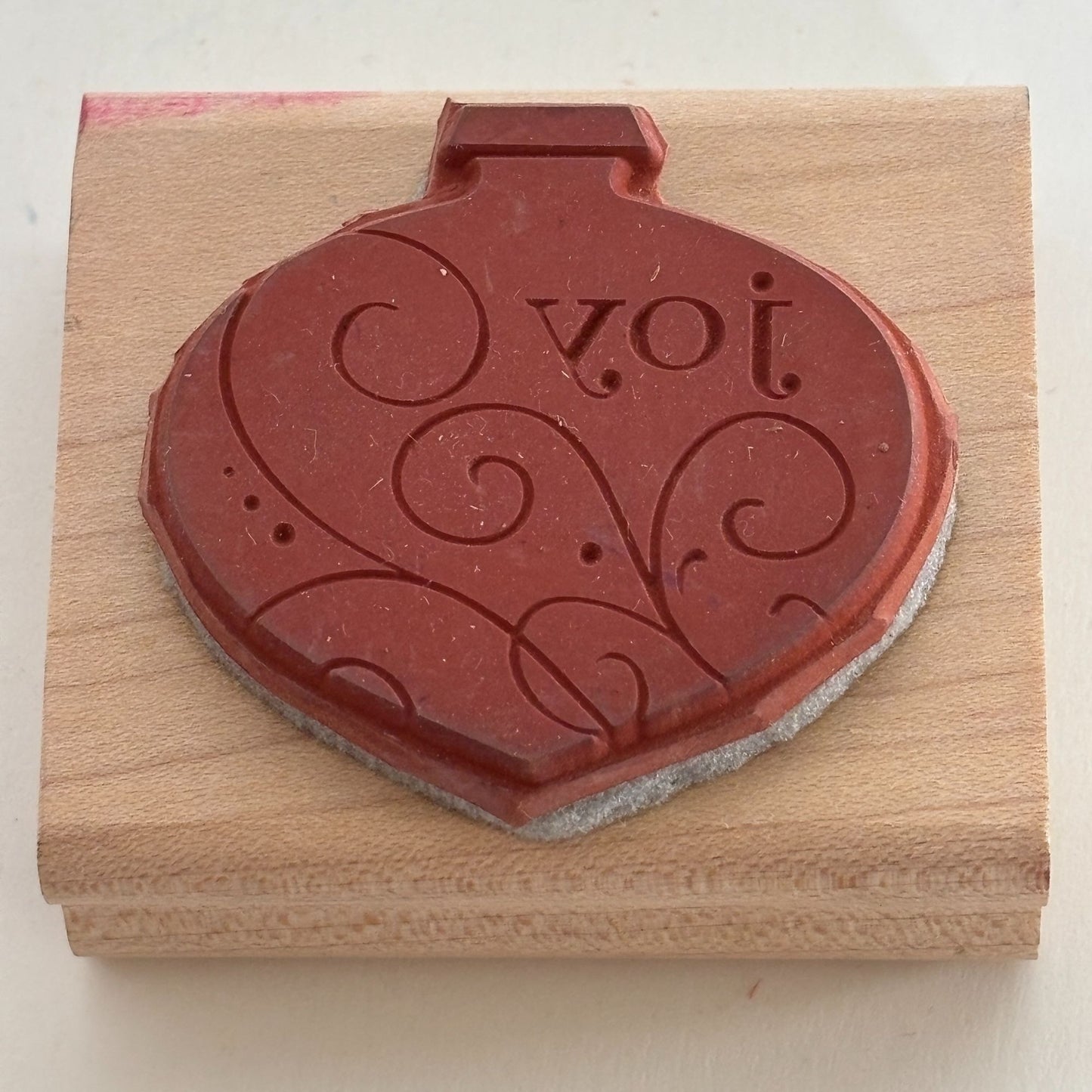Stampin Up Rubber Stamp Joy Christmas Ornament Winter Holidays Card Making Craft