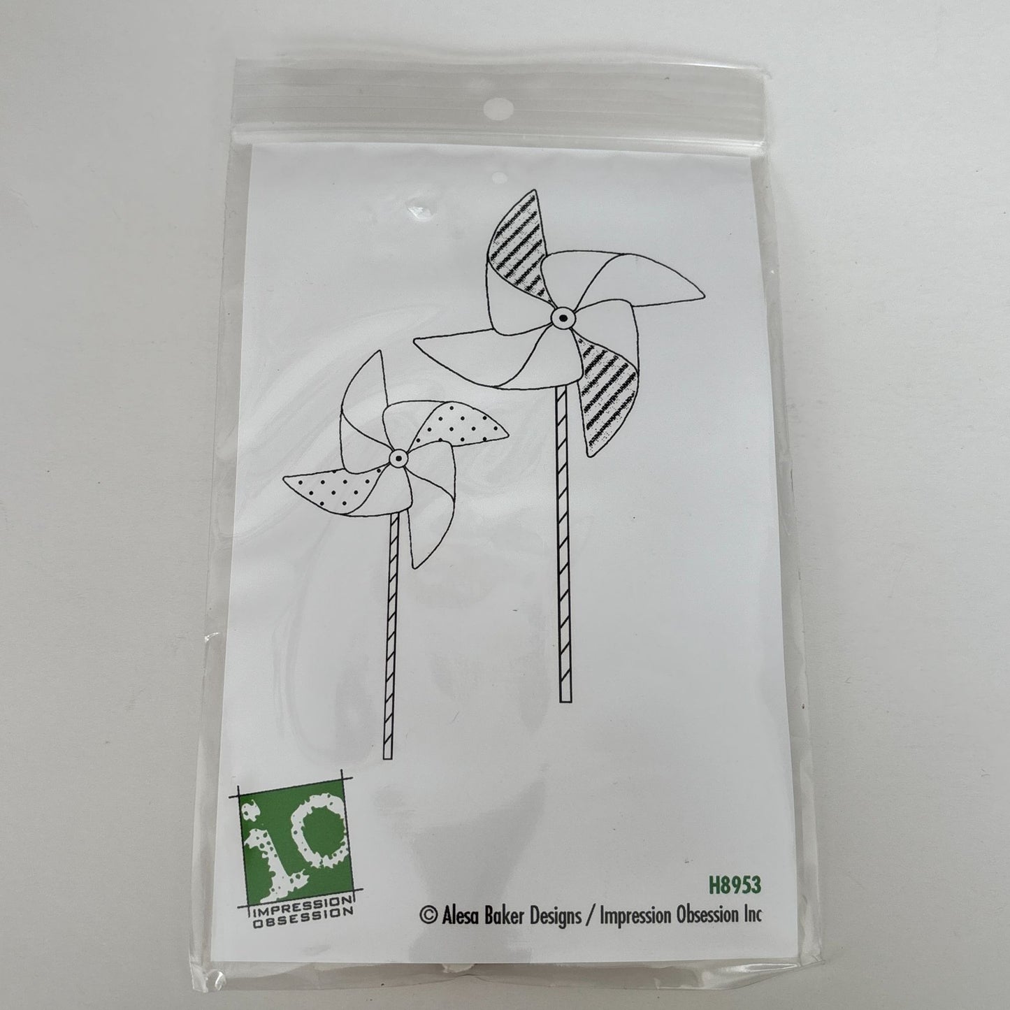 Impression Obsession Rubber Stamp Pinwheels Alesa Baker Designs H8953 Cardmaking
