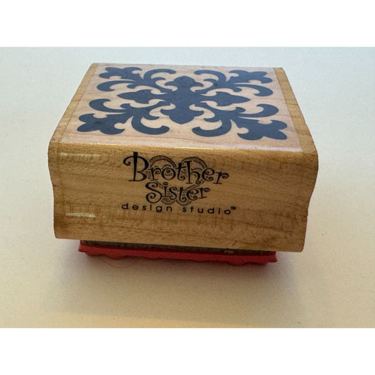 Brother Sister Wooden Rubber Stamp Florentine Medallion Background Motif Baroque