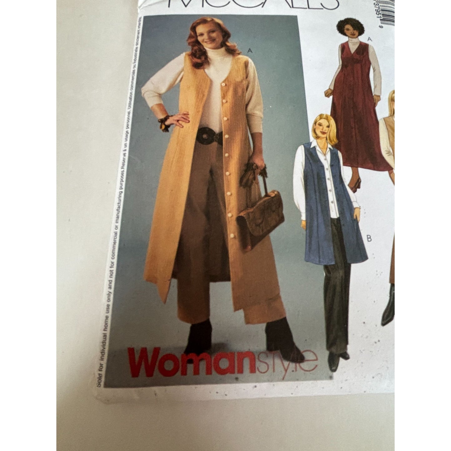 McCalls Sewing Pattern 3795 Vest Jumper Skirt Pants Casual Duster 18W-24W Uncut
