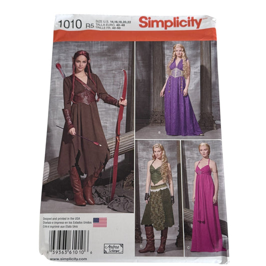 Simplicity 1010 Fantasy Costume Sewing Pattern For Misses Sizes 14-22