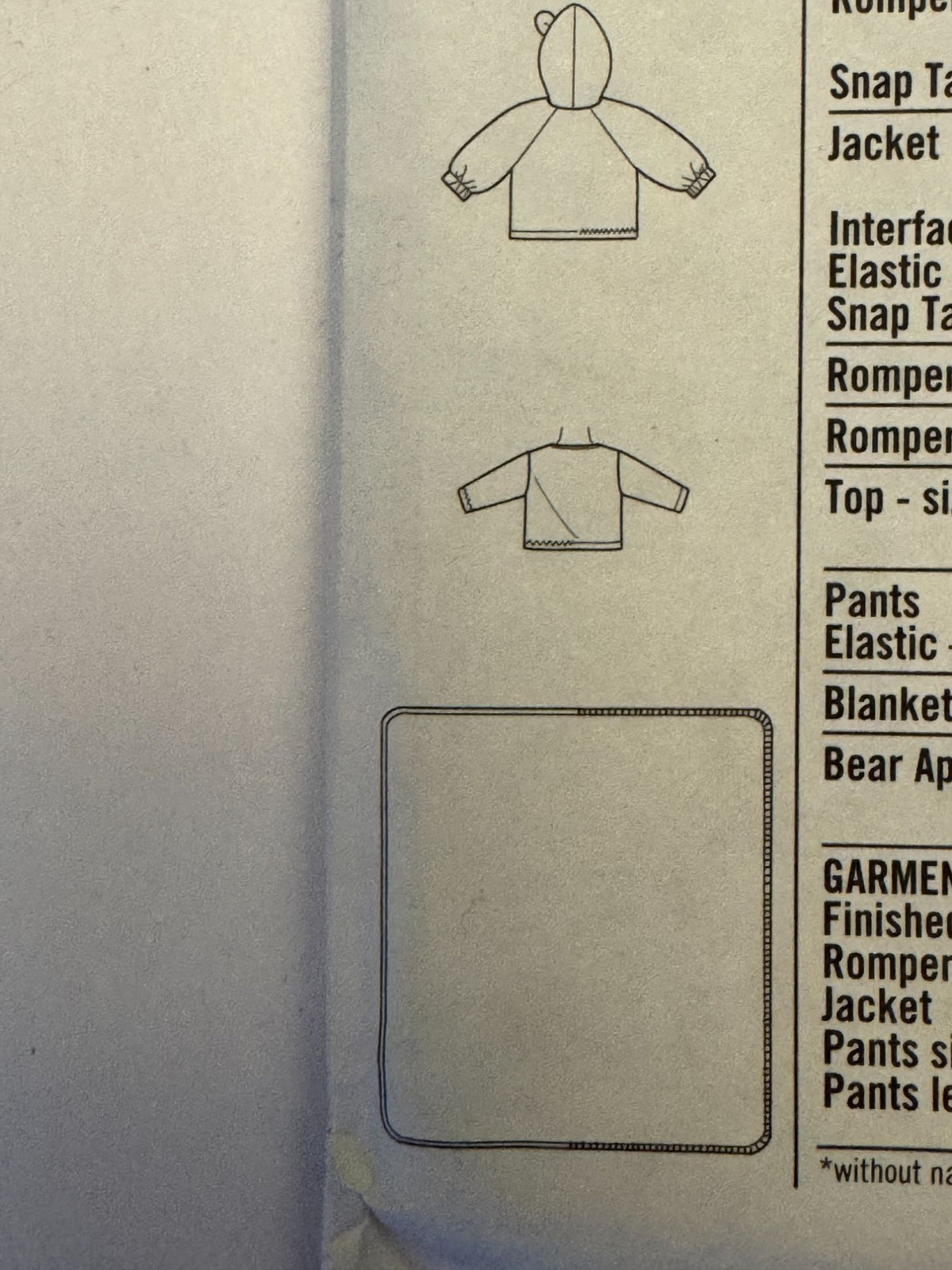 Simplicity Sewing Pattern 7807 Baby Romper Jacket Pants Blanket Winter NB 18M UC